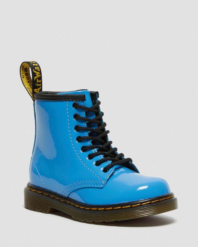 Blue Kids\' Dr Martens Toddler 1460 Patent Leather Lace Up Boots | CA 700GSO